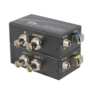 3G-SDI Fiber Optic Extender 20km with SDI Loop Out & Dual SDI Outputs, LC Single-Mode, Mounting Bracket
