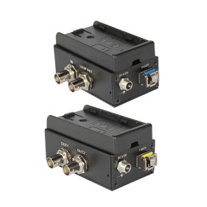 3G-SDI Fiber Optic Converter 20km with SDI Loop Out, NP-F970 Battery Plate, LC Single-Mode Fiber and Mounting Bracket