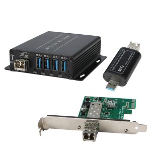 4-Port USB 3.0 Fiber Optic Extender 250m, 5Gbps, USB 3.0/2.0/1.1 Compatible, LC Single-Mode Fiber, Box or PCIe Receiver