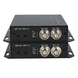 3G-SDI Fiber Optic Extender with SDI Loop Out & Bi-Directional 3.5mm Audio, 20km Single-Mode LC