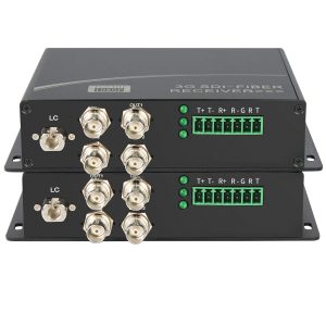 2-Channel 3G-SDI Fiber Optic Extender with Bi-Directional RS485/RS422/RS232, 20km Single-Fiber LC