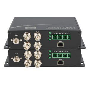 2-Channel 3G-SDI Fiber Optic Extender with RS485/RS422/RS232 & Gigabit Ethernet, 20km LC