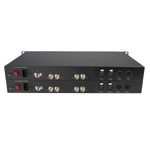 1-Channel Bidirectional 3G-SDI Fiber Optic Extender with 2-Channel XLR Audio, 20km Single-Fiber LC, 19-Inch 1U Rackmount