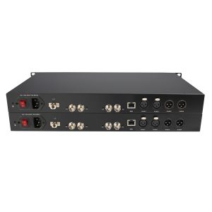 1-Channel Bidirectional 3G-SDI Fiber Optic Extender with 2-Channel XLR Audio & Gigabit Ethernet, 20km Single-Fiber LC, 19-Inch 1U Rackmount