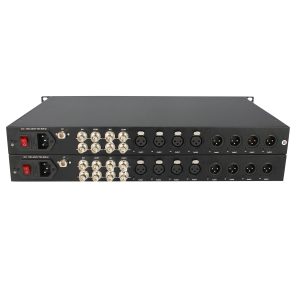 2-Channel Bidirectional 3G-SDI Fiber Optic Extender with 4-Channel XLR Audio, 20km Single-Fiber LC, 19-Inch 1U Rackmount