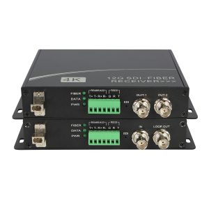 12G-SDI Fiber Optic Extender with SDI Loop Out & Bi-Directional RS485/RS422/RS232, 20km LC, 4K60