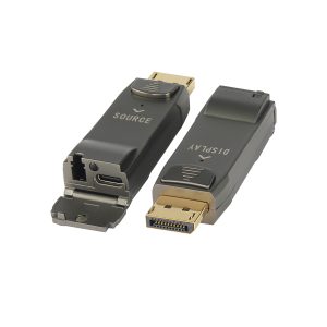 DP 1.4 Fiber Optic Extender 32.4Gbps, 8K30/4K144, OM3/OM4 Multimode Single-Fiber LC, 300m