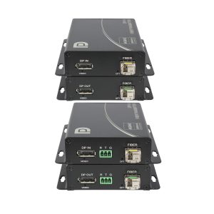 4K60 DisplayPort 1.4 Fiber Optic Extender with USB KVM or RS232, Single-Mode LC SFP, Up to 20km