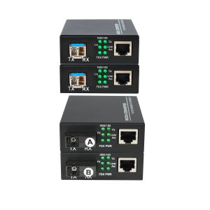 LED Display Fiber Media Converter, 1-Port Gigabit Ethernet to 1.25G Fiber, 20km Single-Mode / 550m Multimode, Rack Mount