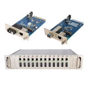 LED Display Fiber Media Converter Card, 1-Port Gigabit Ethernet + 1.25G Fiber, Plug-in Rack Card