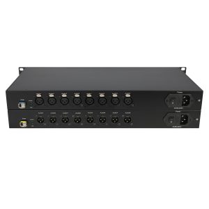 8-Channel Unidirectional XLR Audio Fiber Optic Extender, 24bit/192kHz, Single-Fiber, 20km, 1U Rackmount