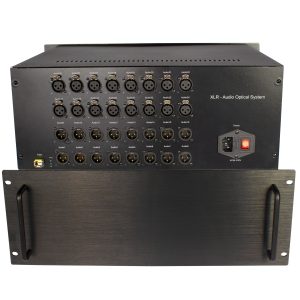 16-Channel Unidirectional XLR Audio Fiber Optic Extender, 24bit/192kHz, Single-Fiber, 20km, 2U Rackmount