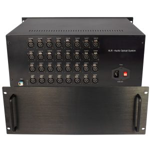 32-Channel Unidirectional XLR Audio Fiber Optic Extender, 24bit/192kHz, Single-Mode Single-Fiber, 20km, 4U Rackmount
