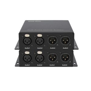 2-Channel Bidirectional XLR Audio Fiber Optic Extender, 24bit/192kHz, Single-Mode Single-Fiber, 20km