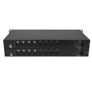 4-Channel Bidirectional XLR Audio Fiber Optic Extender, 24bit/192kHz, Single-Mode Single-Fiber, 20km, 1U Rackmount