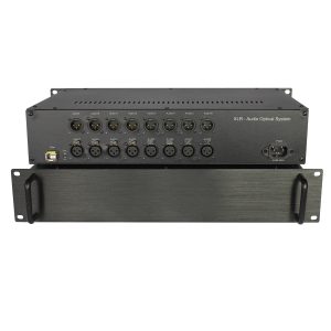 8-Channel Bidirectional XLR Audio Fiber Optic Extender, 24bit/192kHz, Single-Mode Single-Fiber, 20km, 2U Rackmount