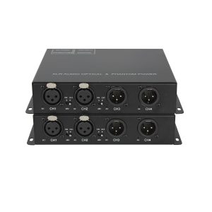 2-Channel Bidirectional XLR Audio Fiber Optic Extender with 48V Phantom Power, 24bit/192kHz, Single-Mode Single-Fiber, 20km