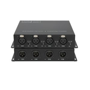 4-Channel XLR Audio Fiber Optic Extender with 48V Phantom Power, 24bit/192kHz, Single-Mode Single-Fiber, 20km