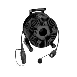 2-Channel OM4 Expanded-Beam Hermaphroditic Fiber Optic Cable with Reel, 5mm TPU Armored, IP68, 100m/150m/200m100m/150m/200m