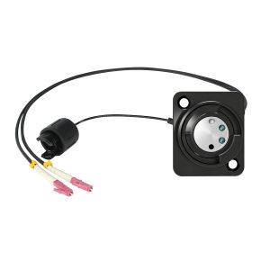 2-Channel OM4 Multimode Expanded-Beam Fiber Optic D-Shape Receptacle, IP67, Thread-Locking