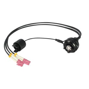 4-Channel Multimode Expanded-Beam Fiber Optic Circular Receptacle, OM4, IP67, Thread-Locking