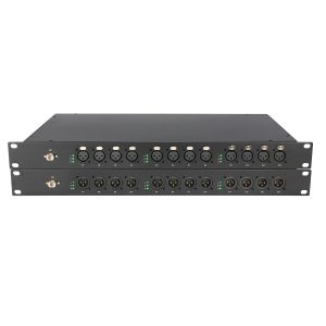 12-Channel XLR DMX512 Fiber Optic Extender 20km Single-Mode Single-Fiber LC, 1U Rackmount