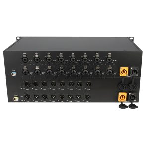 16-Channel XLR Audio Fiber Optic Extender with 48V Phantom Power, 24bit/192kHz, Single-Mode Single-Fiber, 20km, 2U Rackmount