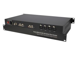 2-Channel 3G-SDI Fiber Optic Extender with 4-Channel XLR Audio, 20km Single-Fiber LC, 19-Inch 1U Rackmount