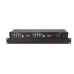 16-Port Gigabit Physically Isolated Fiber Media Converter with 2×10G SFP+ Slots, PoE Optional